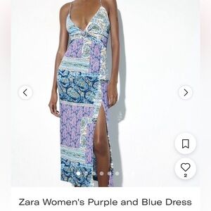 ZARA BLUE/PURPLE PAISLEY DRESS W SLIT